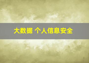 大数据 个人信息安全